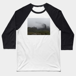 Climbing The Old Man Of Storr, Skye, Scotland Baseball T-Shirt